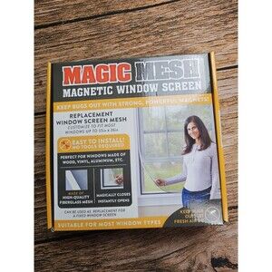 Magic Mesh Magnetic Window Screen  Keeps Bugs Out UpTo 55x36" No Tool New In Box